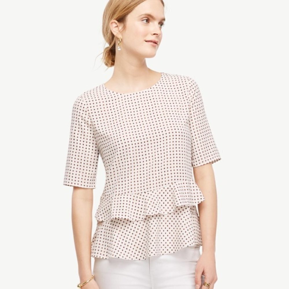 Ann Taylor Daisy Tiered Ruffle Hem Blouse Size S - Picture 10 of 11